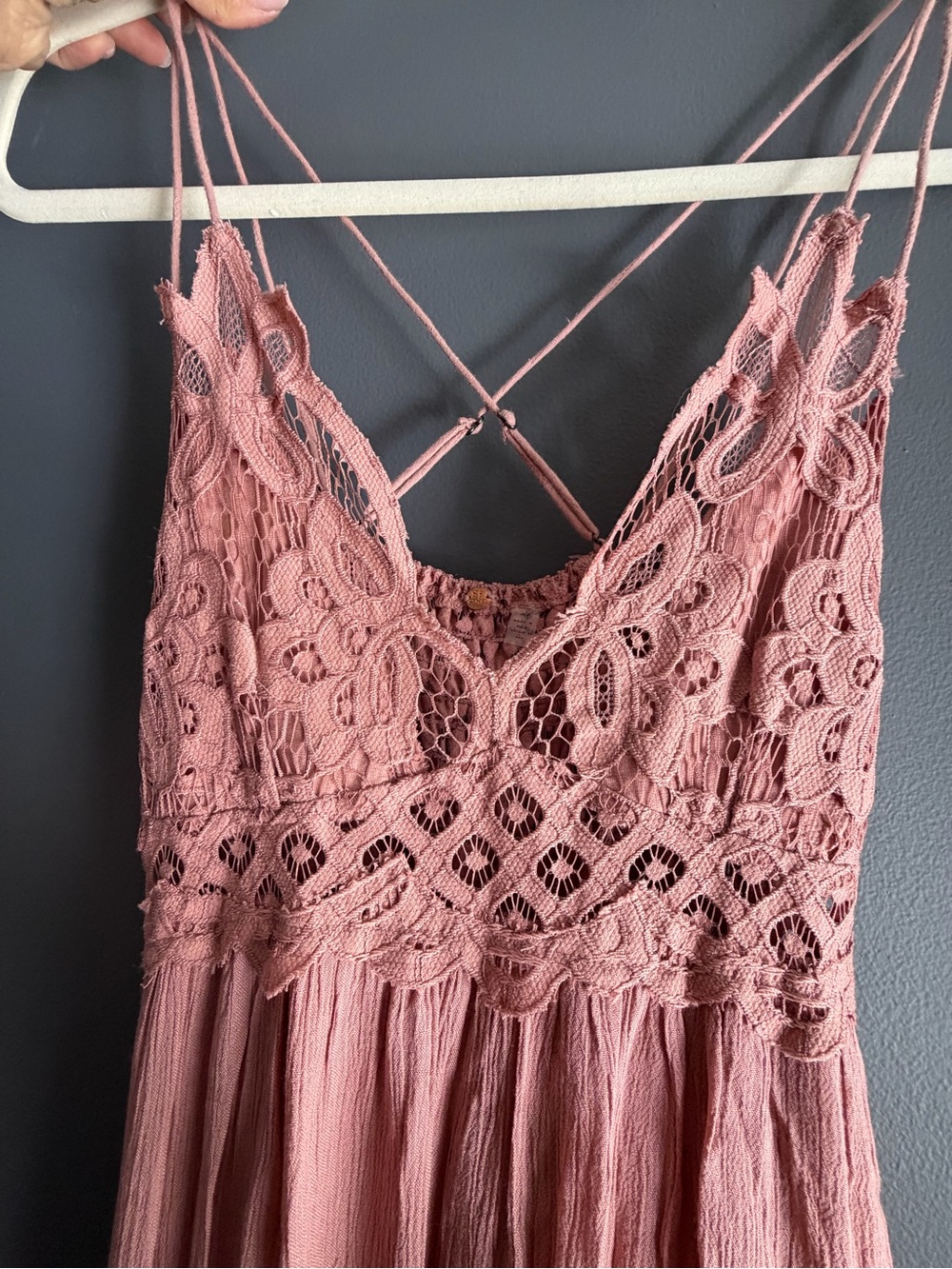 Free People Mauve Pink Adella Crochet Lace Maxi Dress - Picture 2 of 4